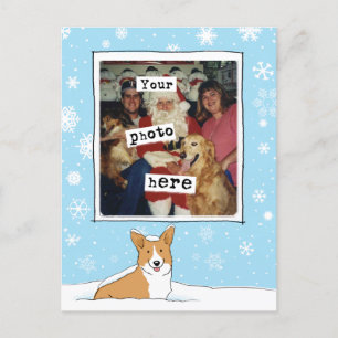 Cute Corgi in the Snow Xmas Holiday Photo Template