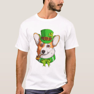 Cute Corgi Irish Pub Clover Lover St Patrick's Day T-Shirt