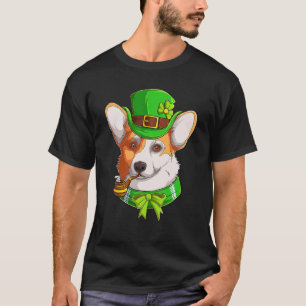 Cute Corgi Irish Pub Clover Lover St Patrick's Day T-Shirt