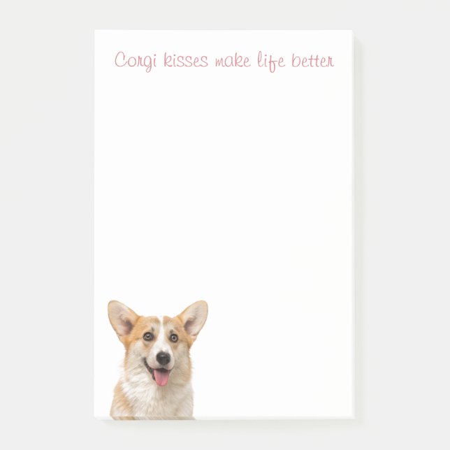 Cute Corgi Kisses Puppy Dog Lover Post-it Notes (Front)