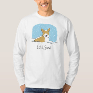 Cute Corgi Let it Snow Holiday Dog Lover's T-Shirt