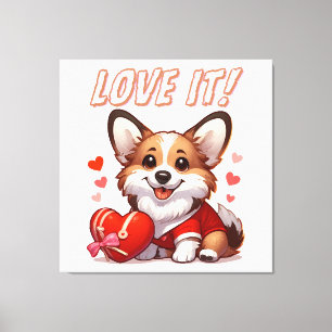 Cute Corgi Love Canvas Print