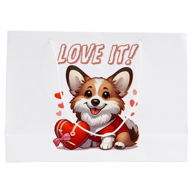 Cute Corgi Love Large Gift Bag (Back)