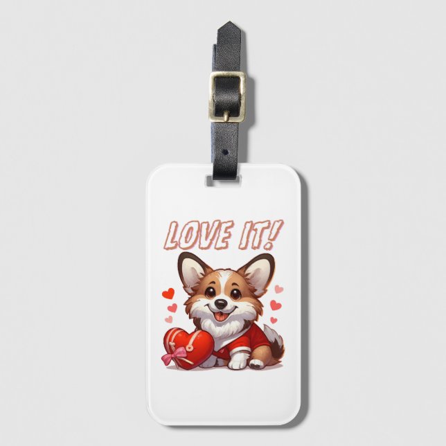 Cute Corgi Love Luggage Tag (Front Vertical)
