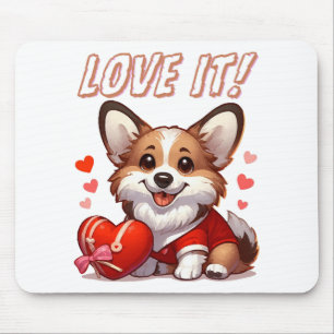 Cute Corgi Love Mouse Mat