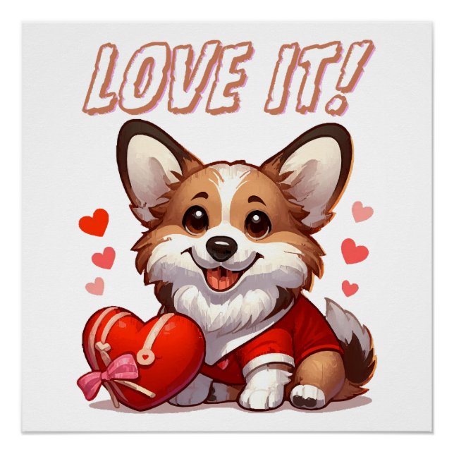Cute Corgi Love Poster (Front)