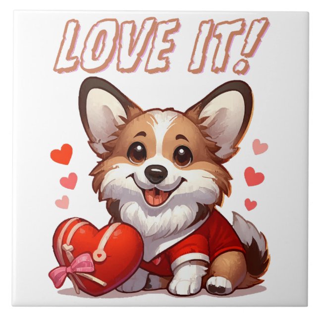 Cute Corgi Love Tile (Front)