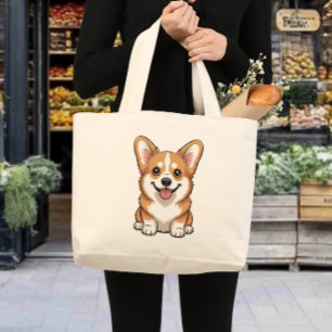 Cute Corgi Mom Gift Puppy Dog Lover Fur Mama Large Tote Bag