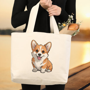 Cute Corgi Mom Puppy Dog Lover Gift Fur Mama Large Tote Bag