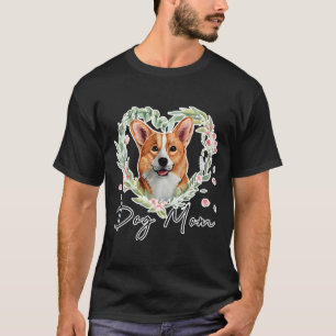 Cute Corgi Mum Flower Dog T-Shirt