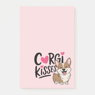 Cute Corgi Mum Pink Hearts Puppy Kisses Dog Lover Post-it Notes