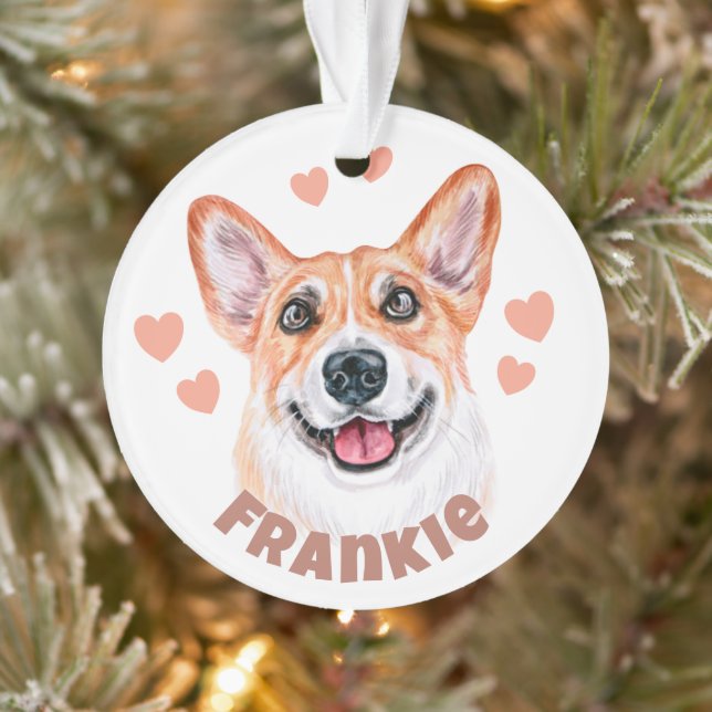 Cute Corgi Mum With Hearts Dog Illustration Ornament (Tree)