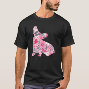 Cute Corgi Owner Flower Floral Silhouette Dog Bree T-Shirt