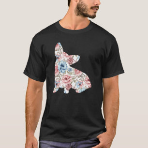 Cute Corgi Owner Flower Floral Silhouette Dog Bree T-Shirt
