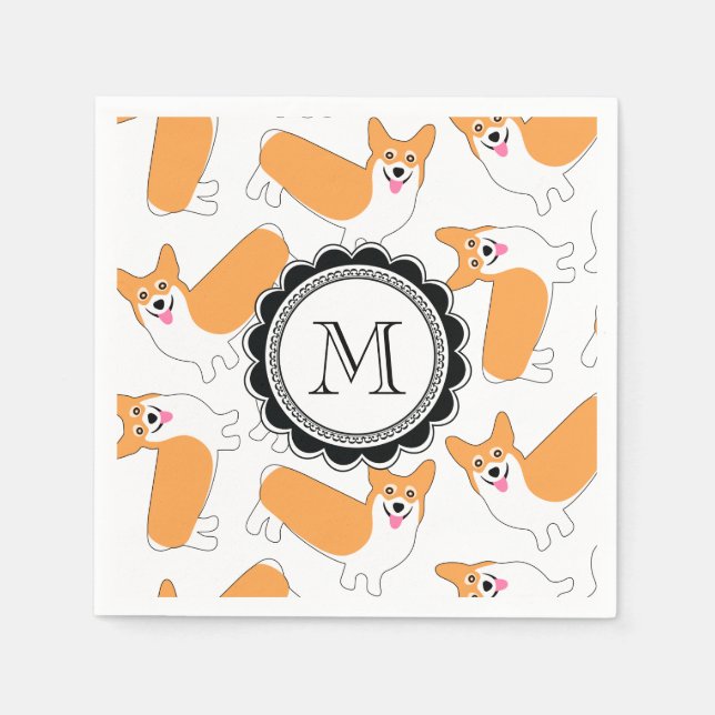 Cute Corgi Pattern Napkin (Front)