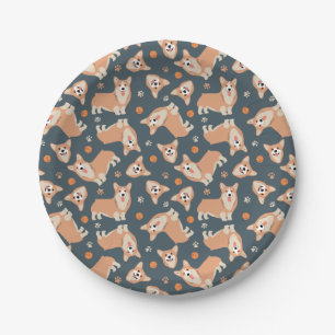 Cute Corgi Pattern Paper Plate