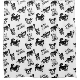 Cute Corgi Pattern Shower Curtain