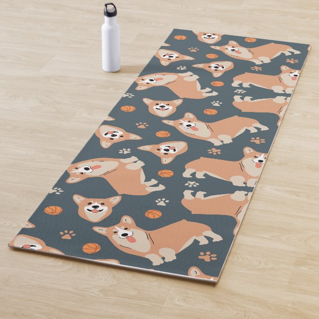 Cute Corgi Pattern Yoga Mat (In Situ)