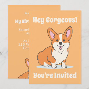 Cute Corgi Personalised Party Invitation