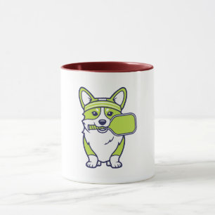 Cute Corgi Pickleball Player Illustration-- Funny  Mug