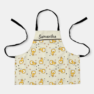 Cute corgi pink pattern apron