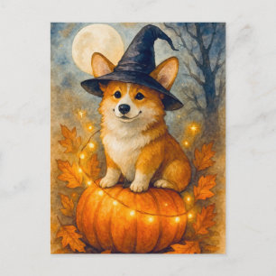Cute Corgi Pumpkin Happy Halloween Postcard