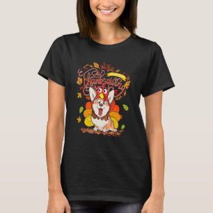 Cute Corgi Pup Happy Thanksgiving Turkey Dog Crisp T-Shirt