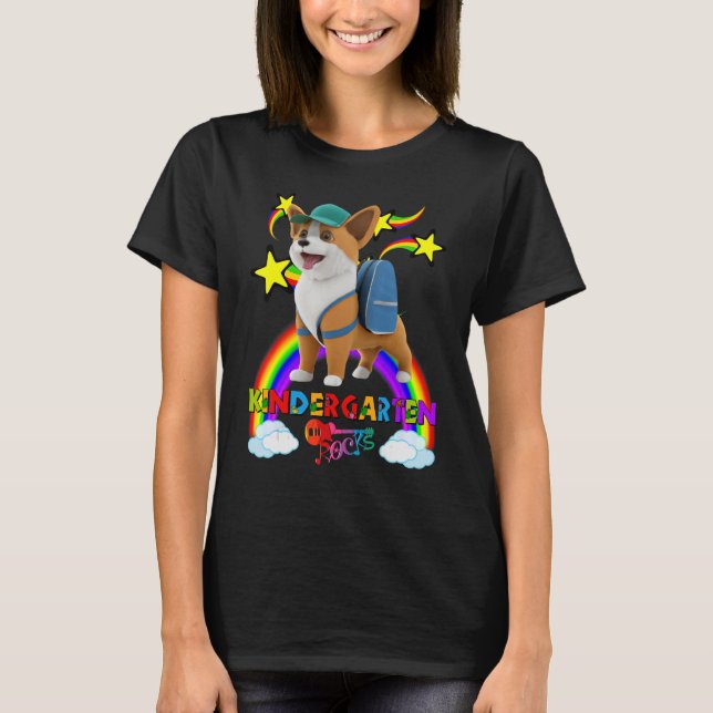 Cute Corgi Puppy Backpack Baseball Cap KINDERGARTE T-Shirt (Front)
