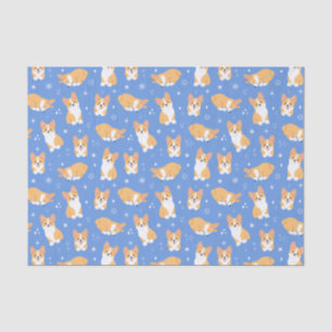 Cute Corgi Puppy Dog Blue Tissue Paper