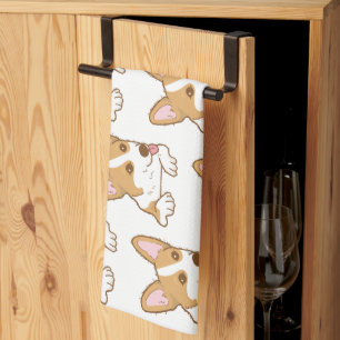 Cute Corgi Puppy Dog Pattern Tea Towel