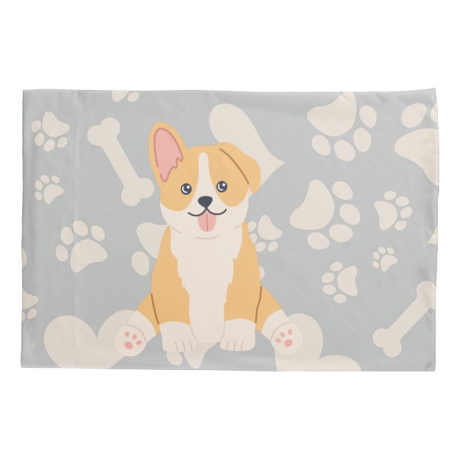 Cute Corgi Puppy Dog Pillowcase (Back)