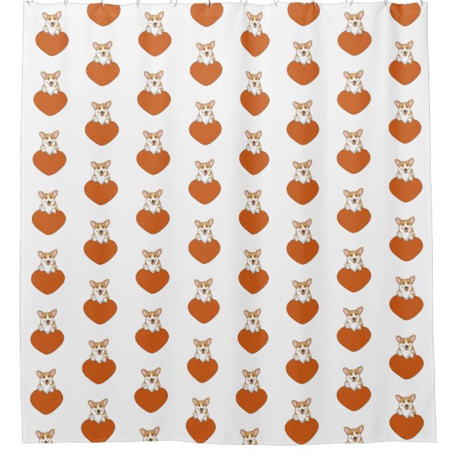 Cute Corgi Puppy Dog Shower Curtain (Front)