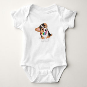 Cute corgi puppy in rainbow bandana baby bodysuit
