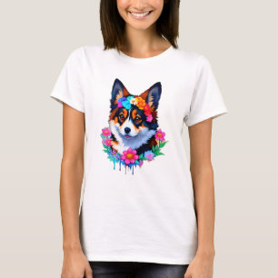 Cute Corgi Puppy with flowers Corgicore! T-Shirt