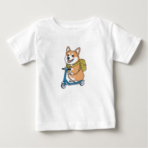 Cute Corgi Scooter Kids T-Shirt 