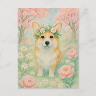 Cute Corgi Spring Welsh Corgi Queen Postcard