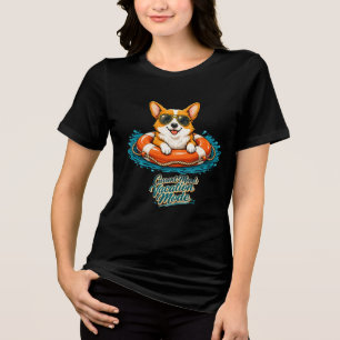 Cute Corgi Summer Vacation Mode T-Shirt Tri-Blend Shirt