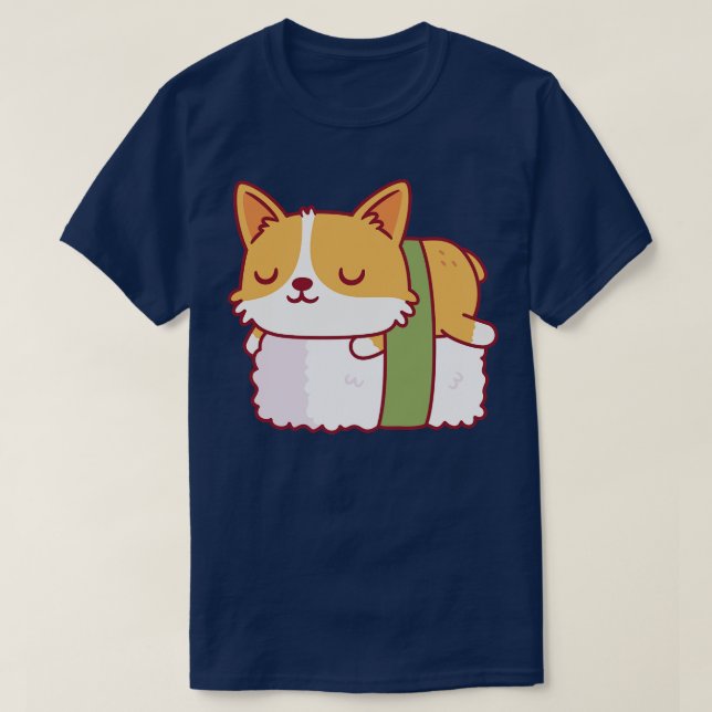 Cute Corgi Sushi Doodle T-Shirt (Design Front)