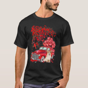 Cute Corgi Truck Valentine Love Tree Dogs Hearts T-Shirt