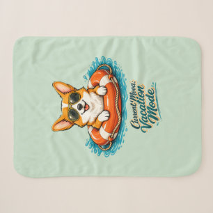 Cute Corgi Vacation Mode Illustration - Summer Bea Sherpa Blanket