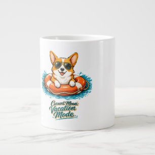 Cute Corgi "Vacation Mode" Summer Design Large Coffee Mug