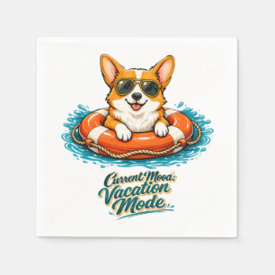 Cute Corgi "Vacation Mode" Summer Design Napkin