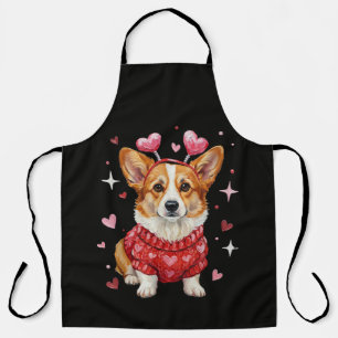 Cute Corgi Valentine Heart Valentines Day Apron