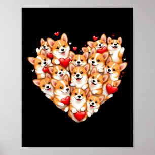 Cute Corgi Valentine Heart Valentines Day Corgi Gi Poster
