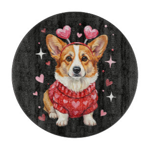 Cute Corgi Valentine Heart Valentines Day Cutting Board