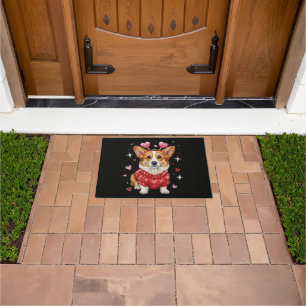 Cute Corgi Valentine Heart Valentines Day Doormat