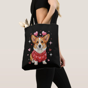 Cute Corgi Valentine Heart Valentines Day Tote Bag