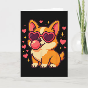 Cute Corgi Valentine Puppy With Heart Sungles Card