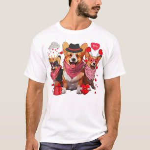 Cute Corgi Valentine's Day Heart Pet Dog Animal Lo T-Shirt