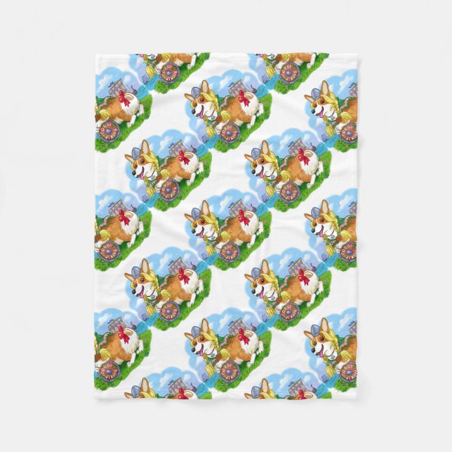 Cute Corgi ,Viking.  Fleece Blanket (Front)